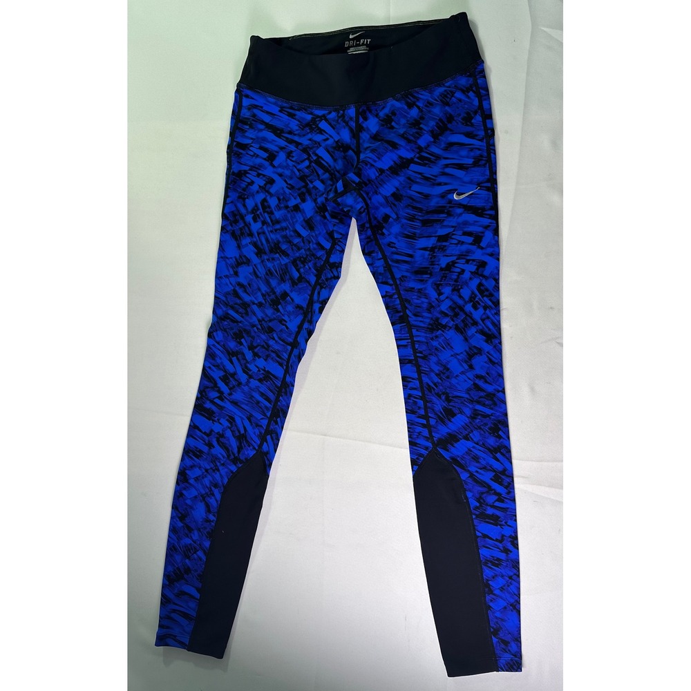 Nike Dri-FIT Women's Size Small Blue Black Abstract Print Running Leggings Pants